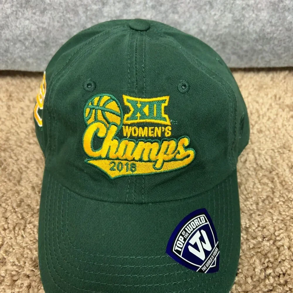 Baylor Bears Mens Hat Adjustable Green Gold NCAA Basketball Champions Big 12 Cap